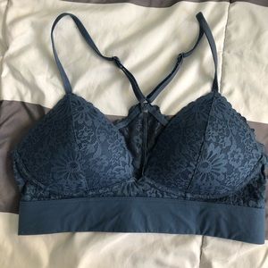 Blue Padded Lacy Bralette